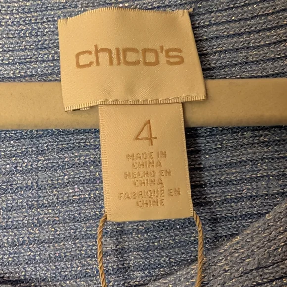 Chico's Blue Dolman Sleeve Knit Top Boatneck Batwing Lightweight ribbed 4/US 20 - Picture 3 of 8